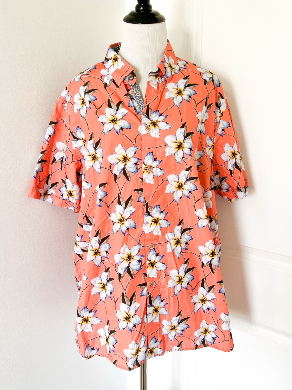 Ted Baker Coral Floral Short-Sleeve Button-Down Shirt - Ted Size 6